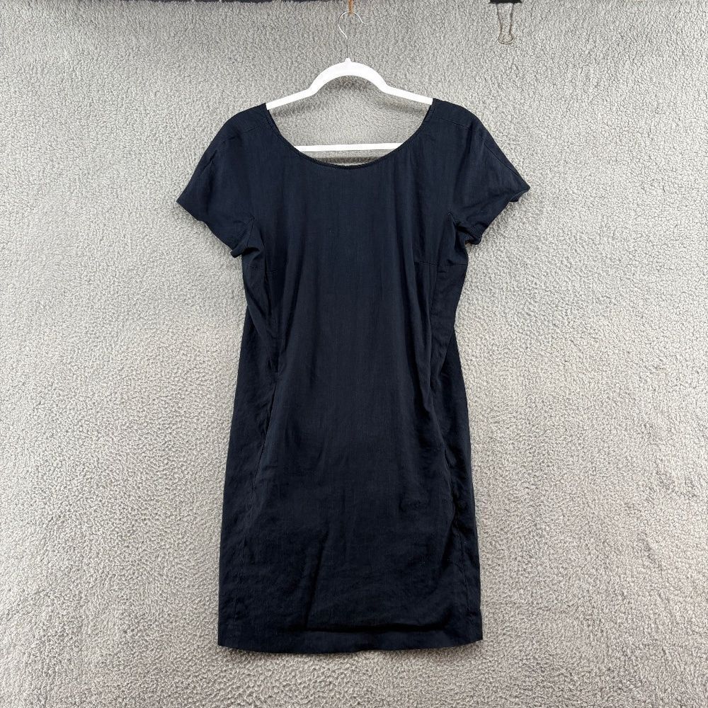 Theory Jameya Crunch 2 Black Short Sleeve Shift Dress Size 6 Minimalist Work